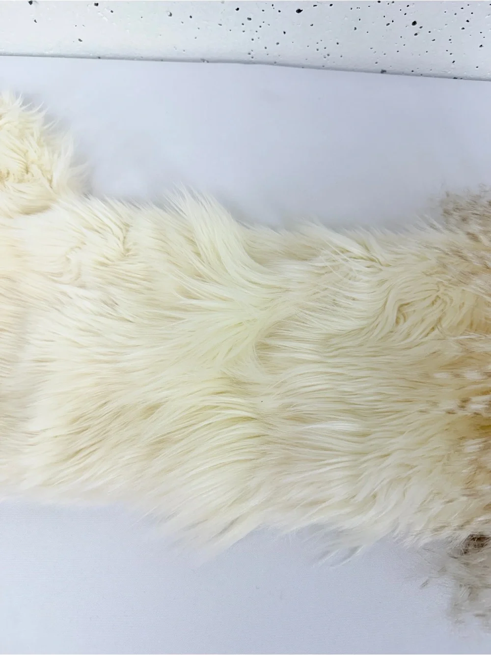 Anthropologie North Pole Off White Faux Fur Stocking NEW